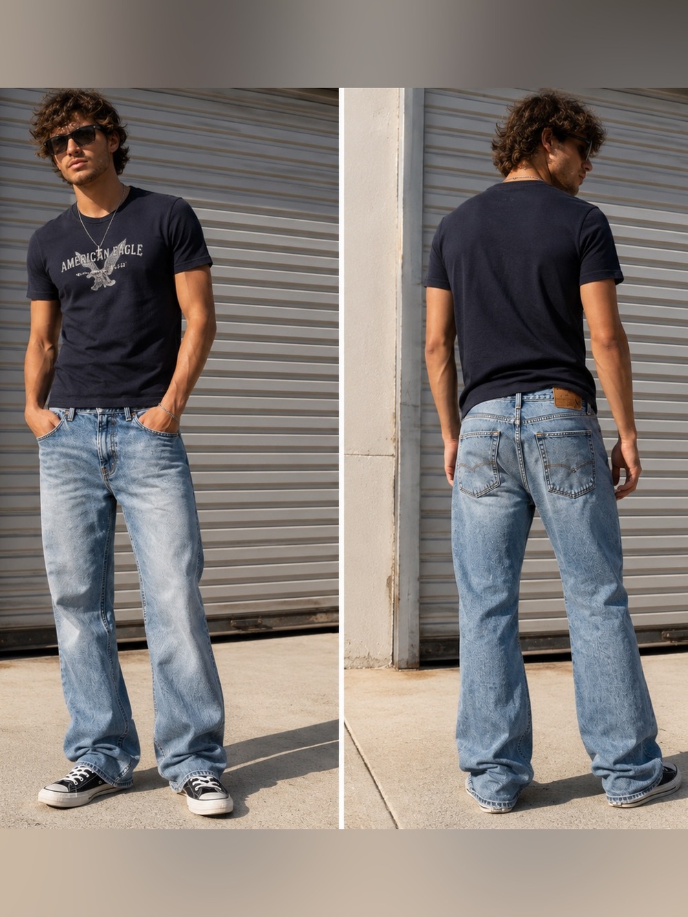 Men’s American Eagle Y2K Bootcut Jeans Light Wash Denim Vintage 2000s
